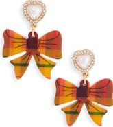 Leith Plaid Bow Heart Drop Earrings