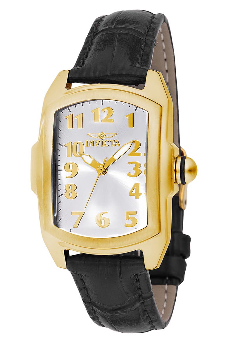 Lupah Leather Strap Watch, 29mm, Main, color, SILVER