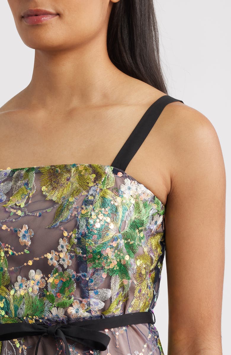 Sam Edelman Embroidered Floral Sequin Cocktail Dress, Alternate, color, Green Multi