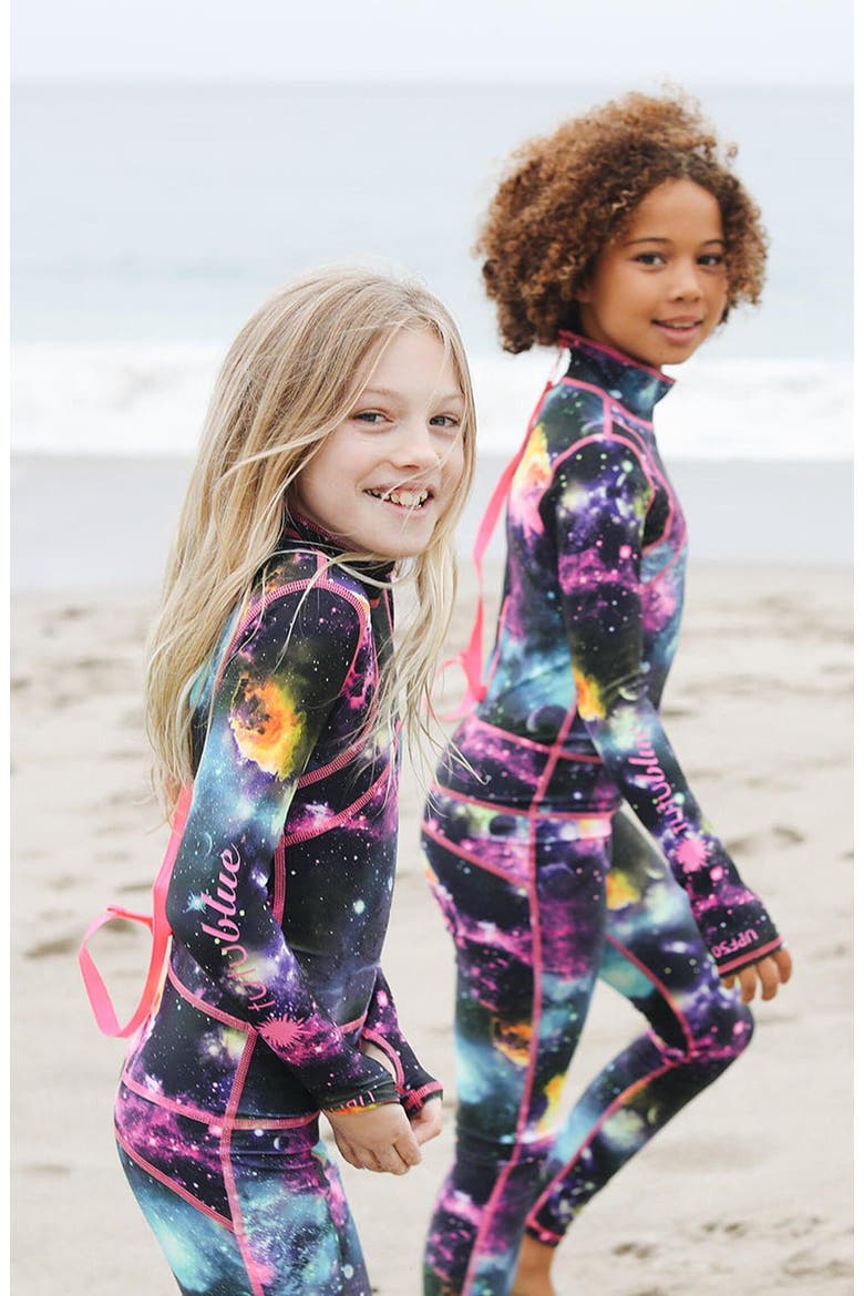 Girls' Full-Body One-Piece Swimsuit - UPF 50+, Alternate, color, Galaxy Nebula