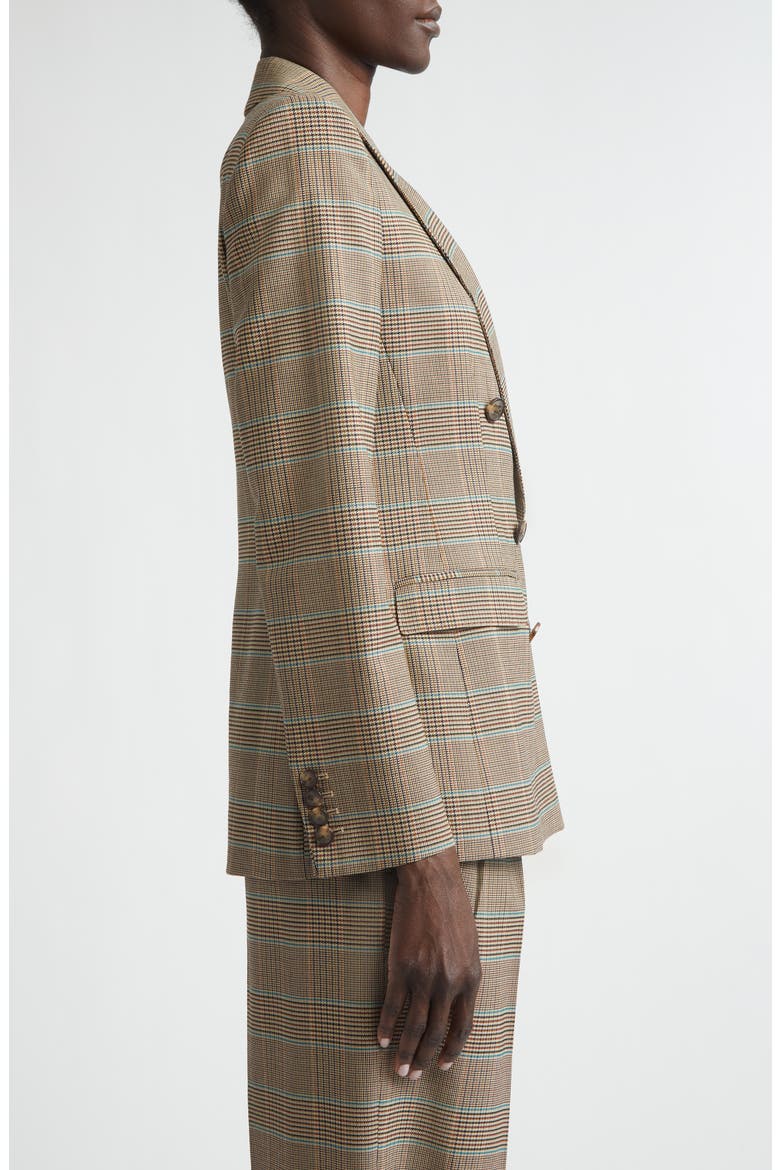 Plaid Double Breasted Blazer, Alternate, color, MULTICOL ON BEIGE BASE