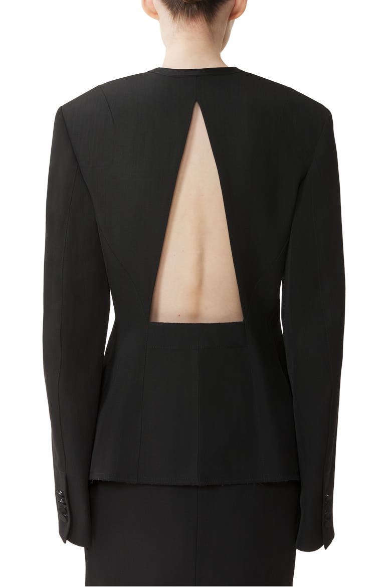 Silk And Viscose Open-Back Jacket, Alternate, color, Black
