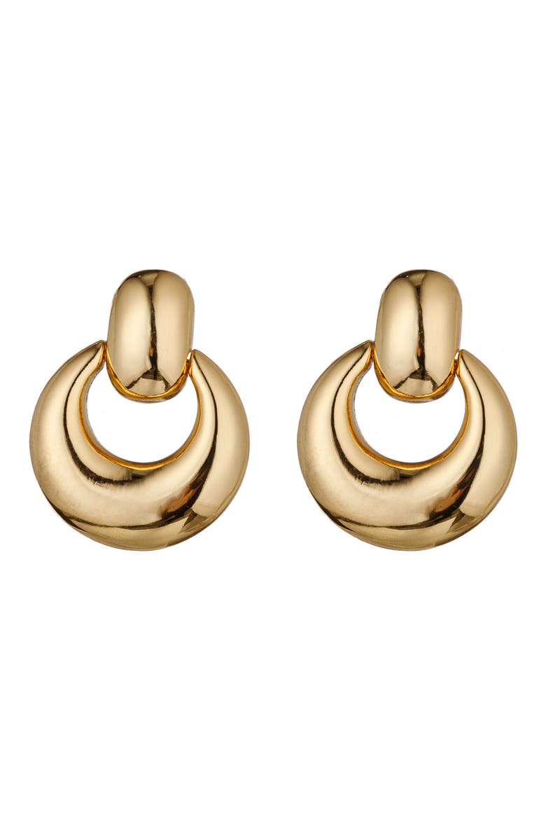 Neda Knocker Drop Earrings, Main, color, GOLD