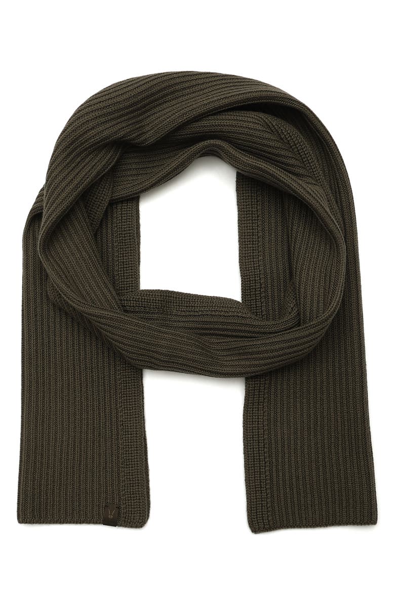 AllSaints Merino Wool Rib Scarf, Main, color, March Grey Marl