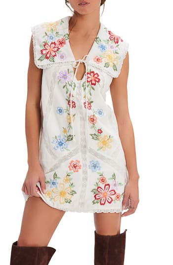 Free People Willow Embroidered Lace Minidress In White