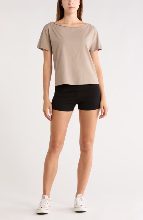 Slashed Neck Relaxed Short Sleeve T-Shirt