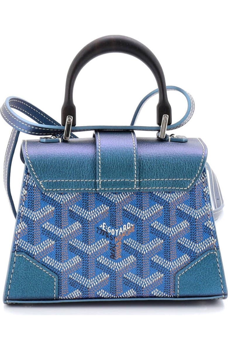 Pre-Owned Goyard Structured Saigon Top Handle Bag Coated Canvas with Leather Nano, Alternate, color, Blue