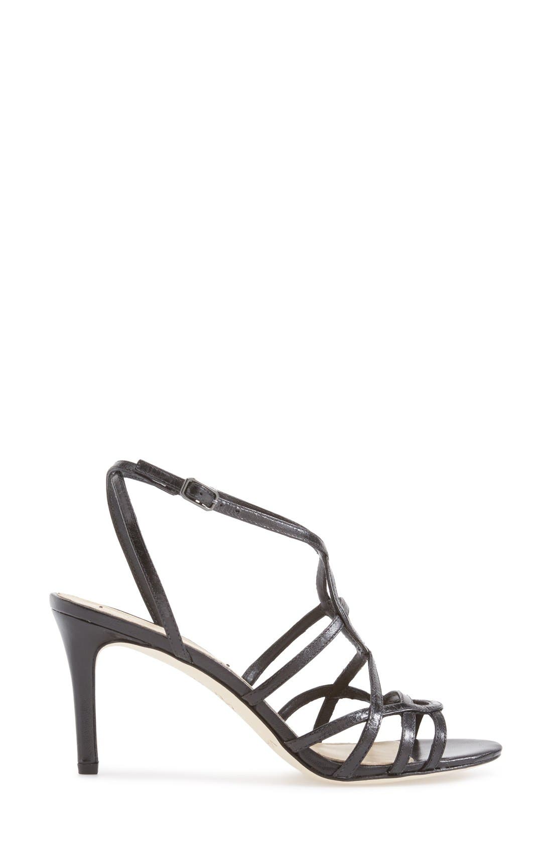 'Ima2' Leather Ankle Strap Sandal, Alternate, color, BLACK