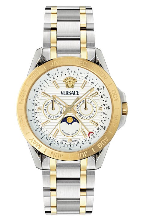 V-Galaxy Moonphase Two-Tone Bracelet Watch, 43mm