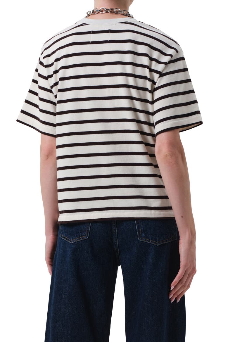 Goldie Stripe Cotton T-Shirt, Alternate, color, CHOCOLATE STRIPE