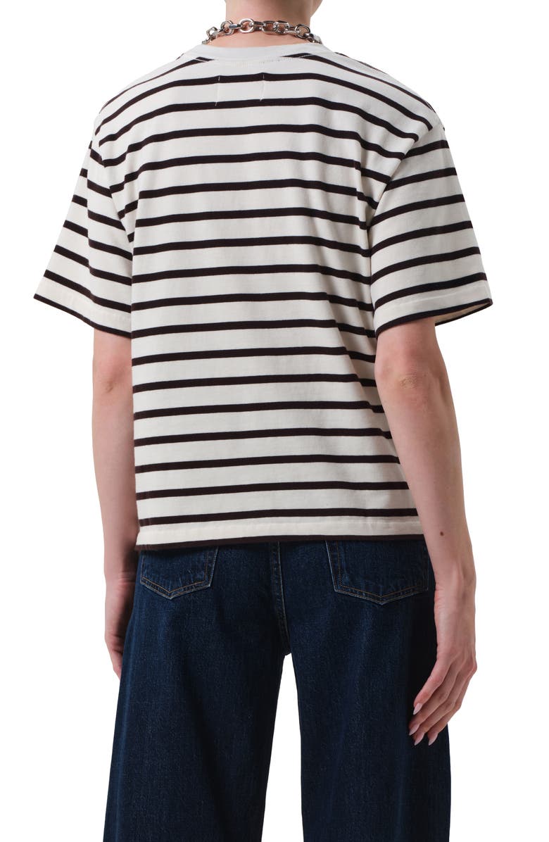 Citizens of Humanity Goldie Stripe Cotton T-Shirt, Alternate, color, Chocolate Stripe