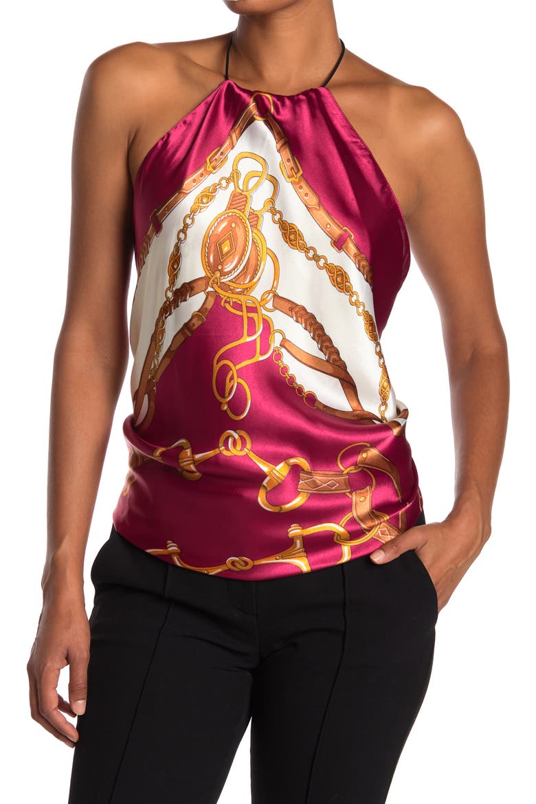Chain Print Scarf, Main, color, WINE RED