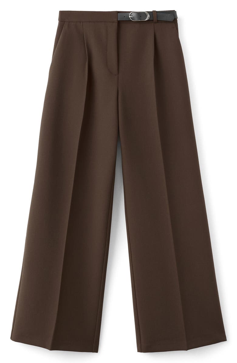 MANGO Belted Pants, Alternate, color, Brown