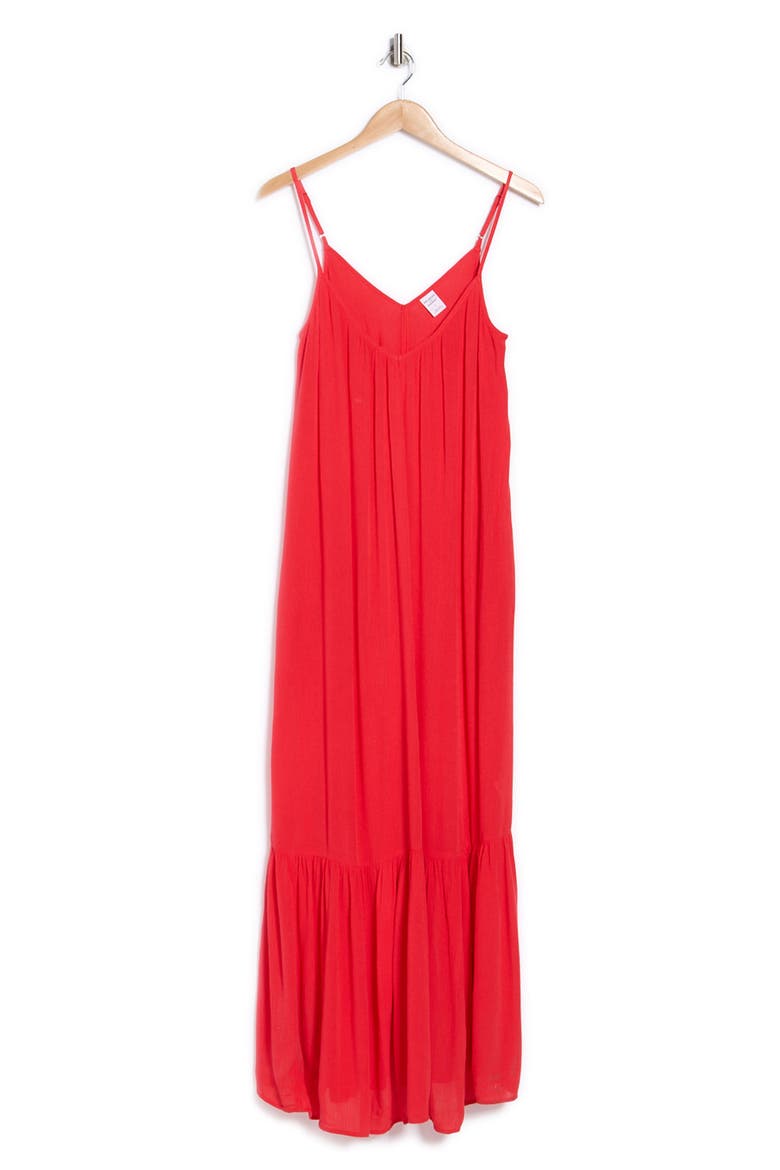 Gauze Tiered Maxi Dress, Alternate, color, RED LOLLIPOP