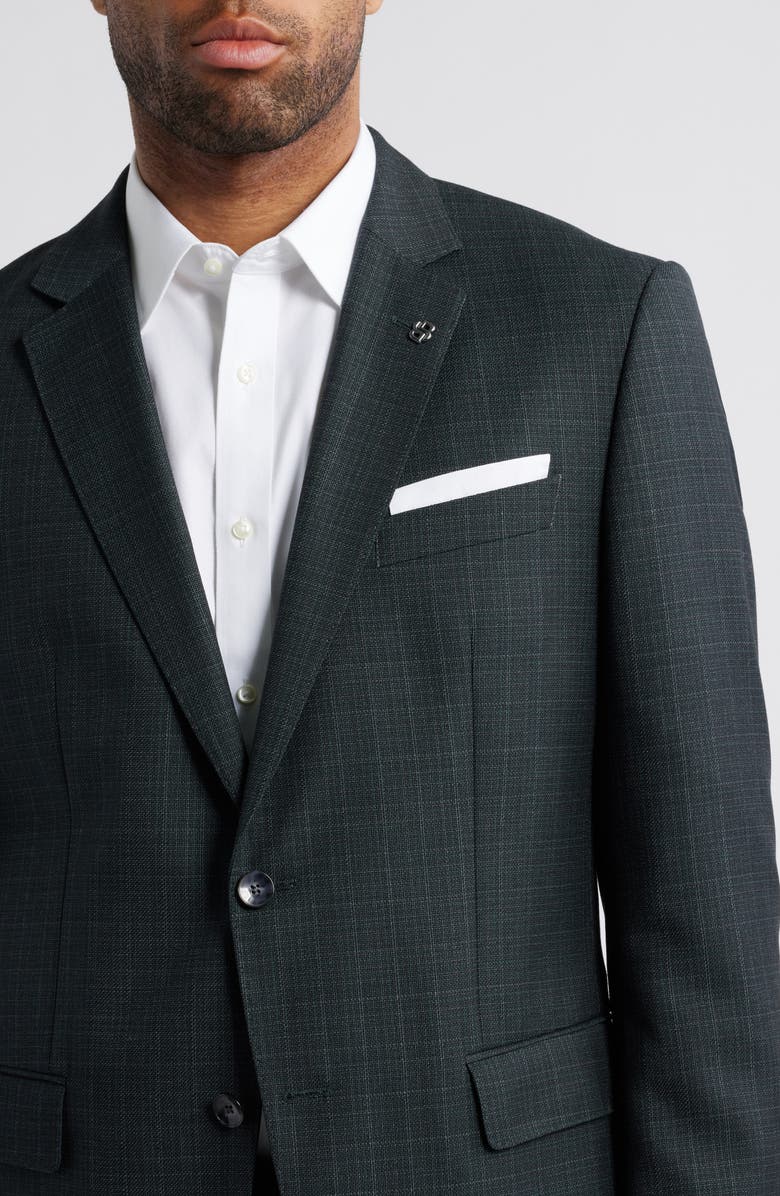 BOSS Hutson Windowpane Check Wool Sport Coat, Alternate, color, Open Green