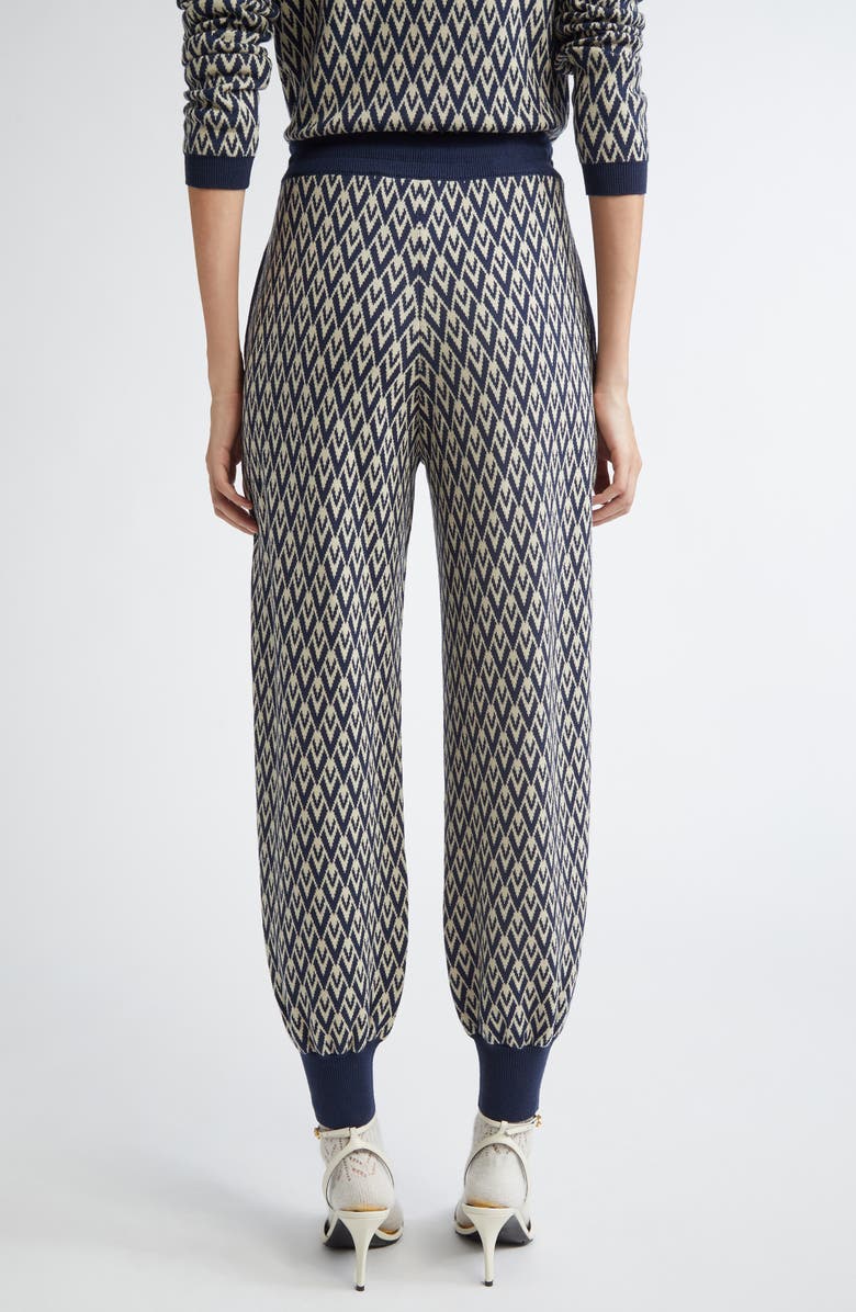Valentino Garavani Toute la V Jacquard Virgin Wool Joggers, Alternate, color, Navy/ Cream