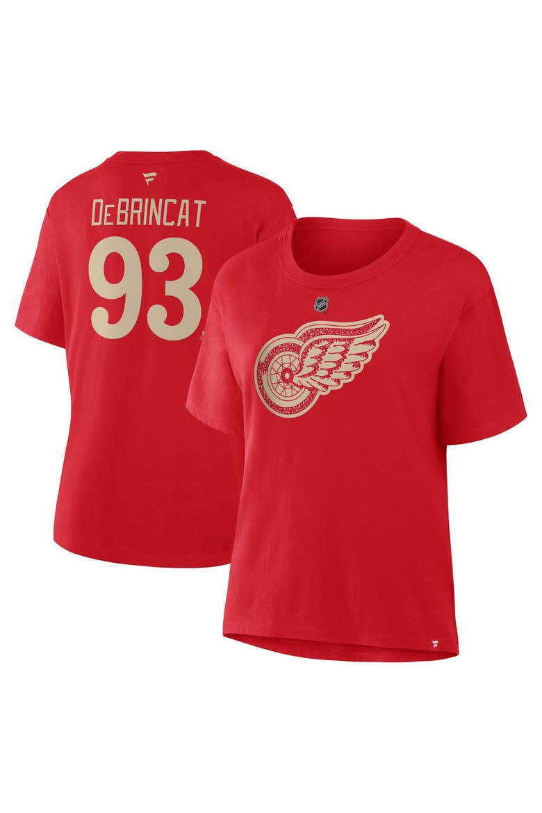 Women's Fanatics Alex DeBrincat Red Detroit Red Wings Authentic Stack Name & Number T-Shirt, Main, color, Red
