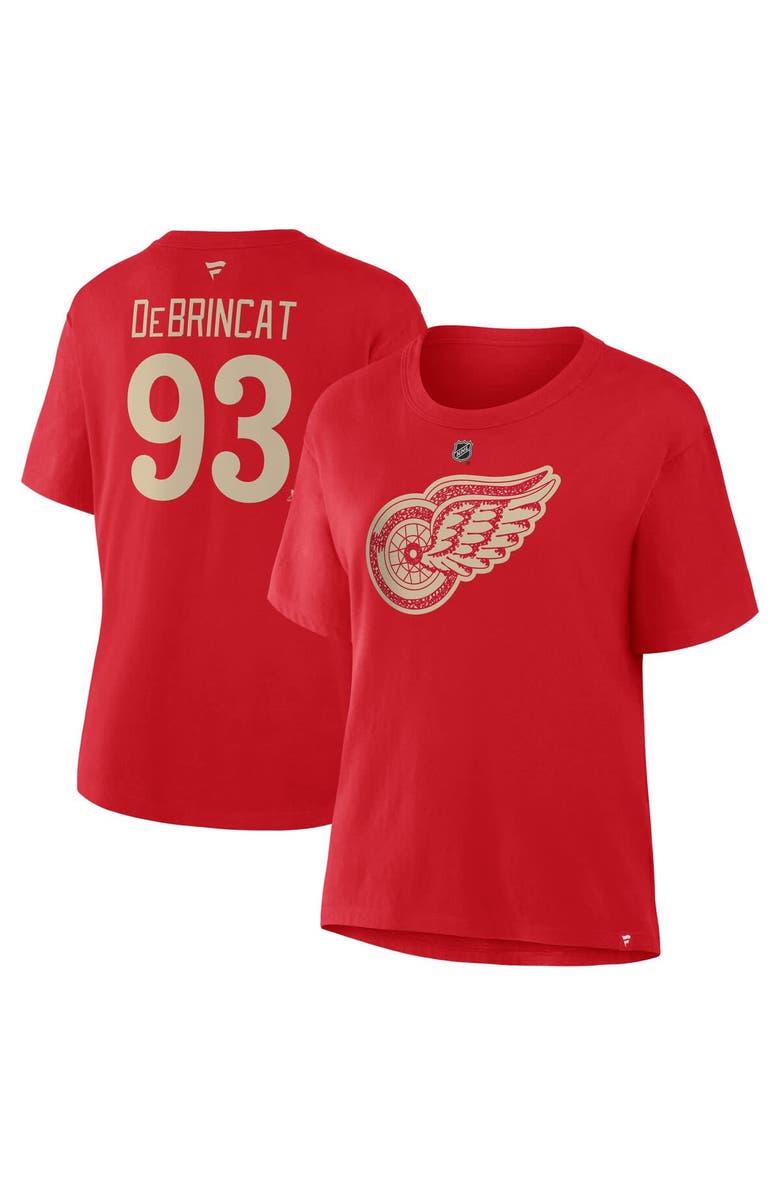 FANATICS Women's Fanatics Alex DeBrincat Red Detroit Red Wings Authentic Stack Name & Number T-Shirt, Main, color, Red