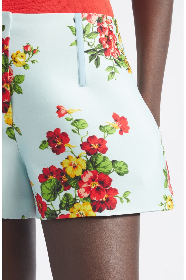 The Cricket Floral Wool & Silk Faille Bell Shorts, Alternate, color, BRIGHT BLUE FLORAL
