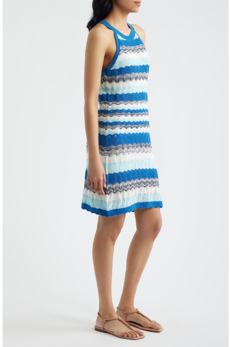 Pointelle Stripe Minidress, Alternate, color, COBALT