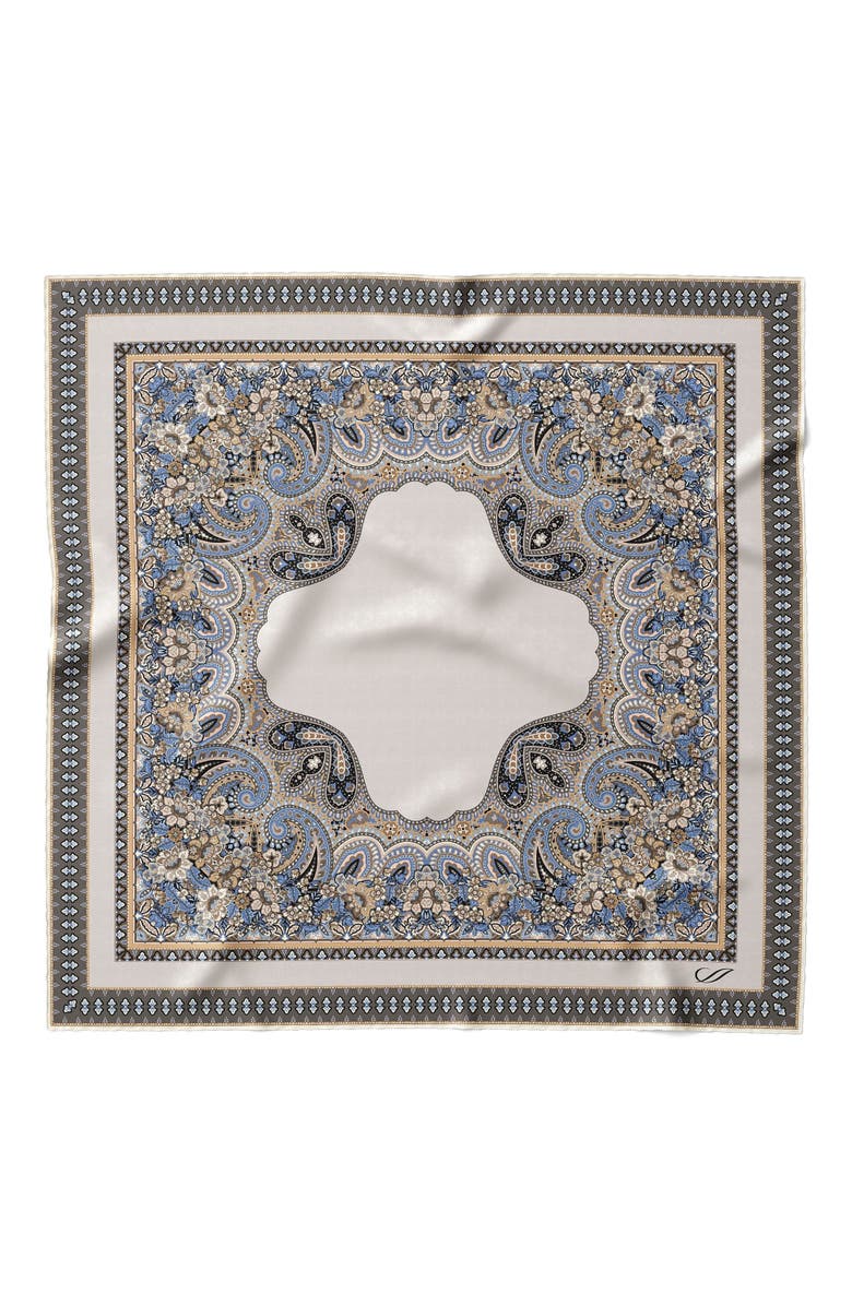 Elizabetta Marcello - Silk Neckerchief for Men, Main, color, Grey And Blue