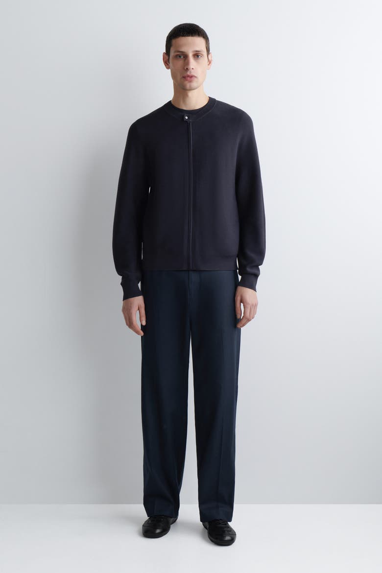 Racer-Neck Knitted Jacket, Main, color, NAVY