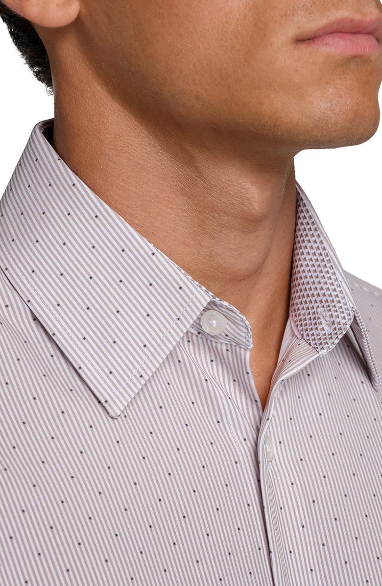 W.R.K Regular Fit Stripe Dot Performance Dress Shirt, Alternate, color, Khaki