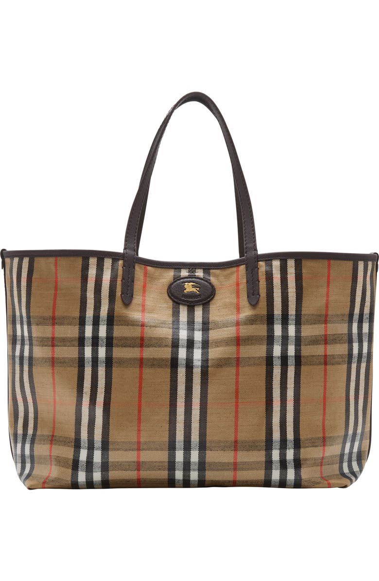 Burberry Medium Highlands Coated Canvas Tote, Main, color, Sand