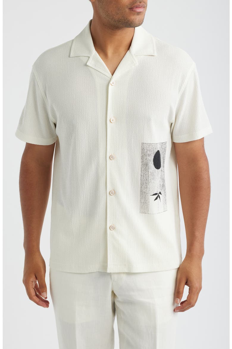Coast Graphic Print Short Sleeve Button-Up Shirt, Main, color, WHITE
