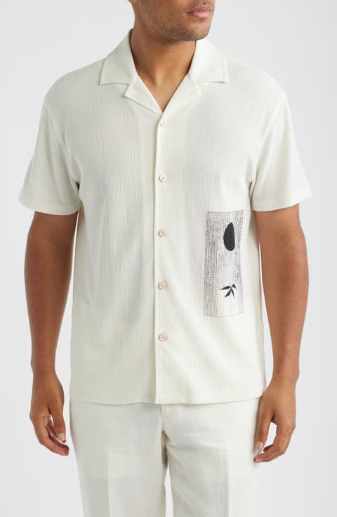 Coast Graphic Print Short Sleeve Button-Up Shirt