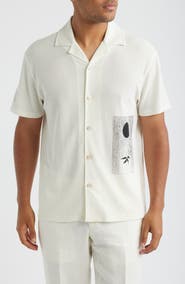 Reiss Coast Graphic Print Short Sleeve Button-Up Shirt