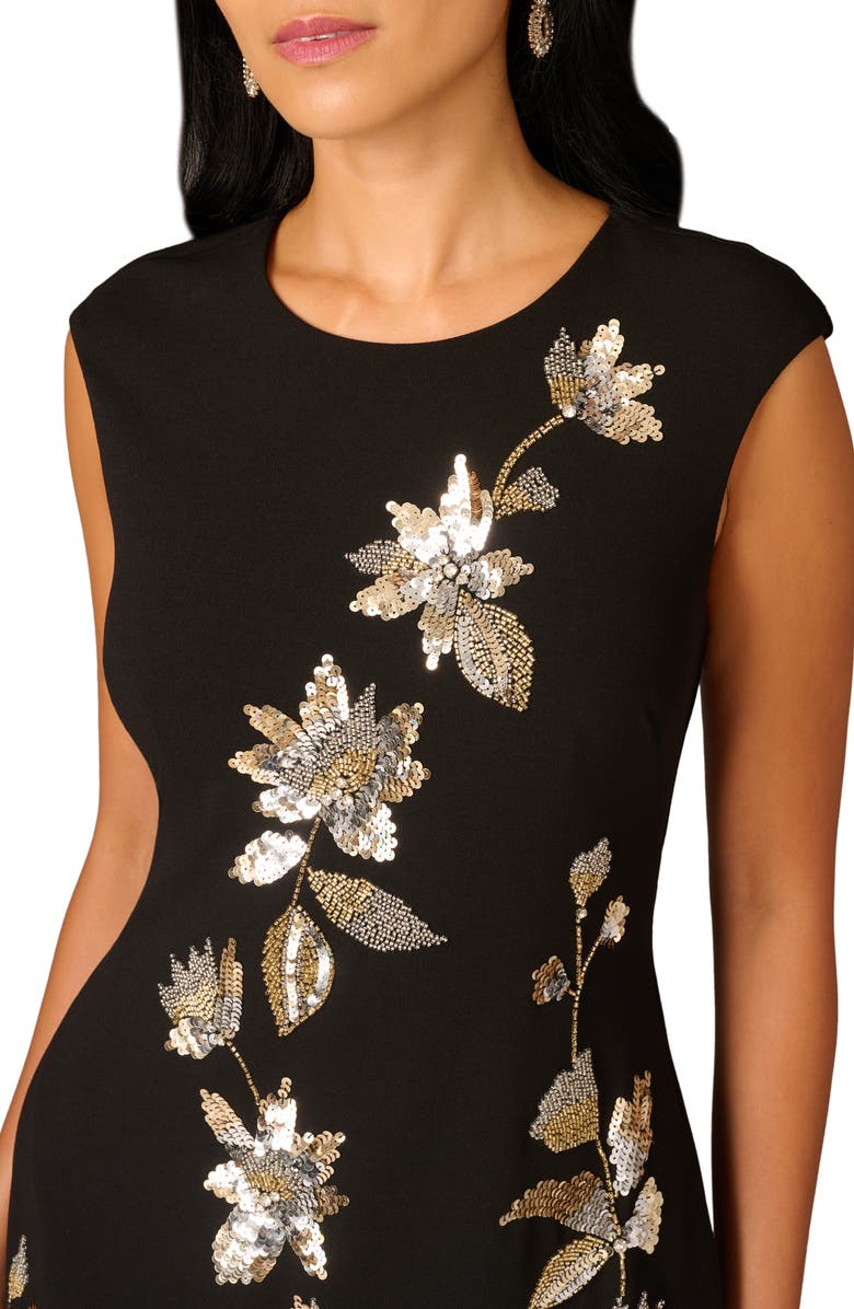 Aidan Mattox by Adrianna Papell Beaded Crepe Sheath Dress, Alternate, color, 