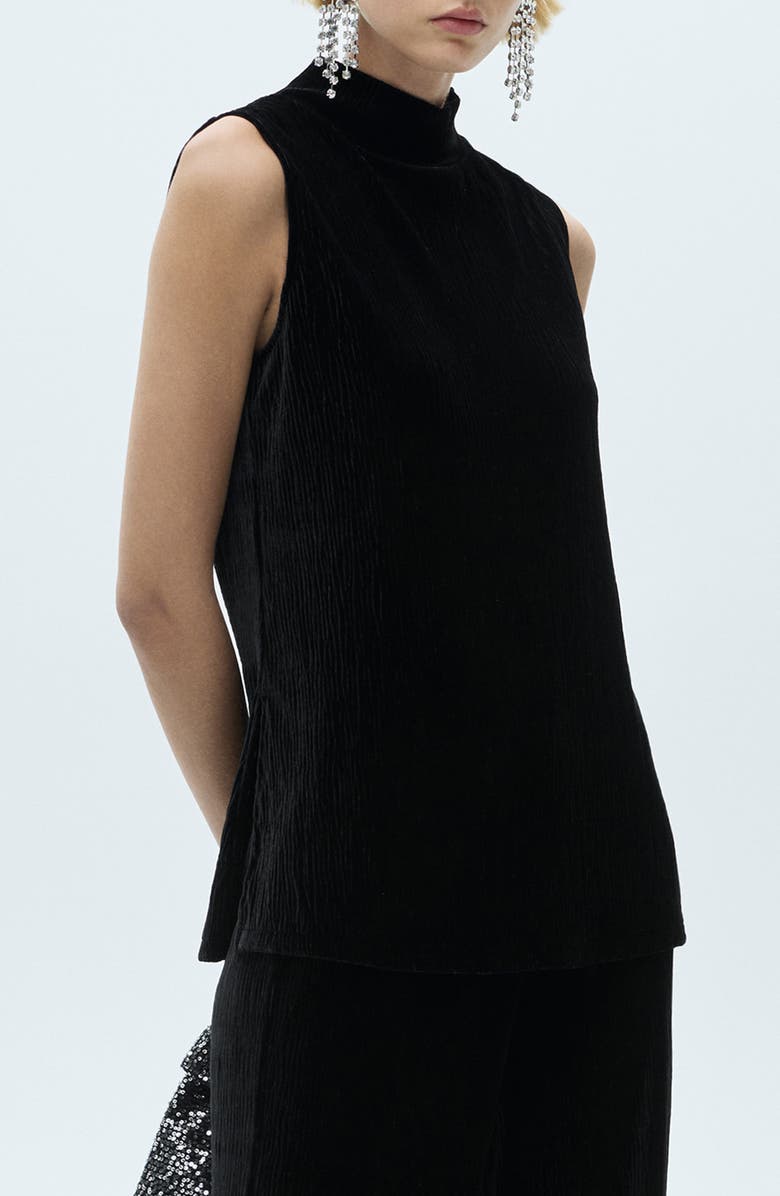 MANGO Perkins Mock Neck Corduroy Sleeveless Shell Top, Alternate, color, 