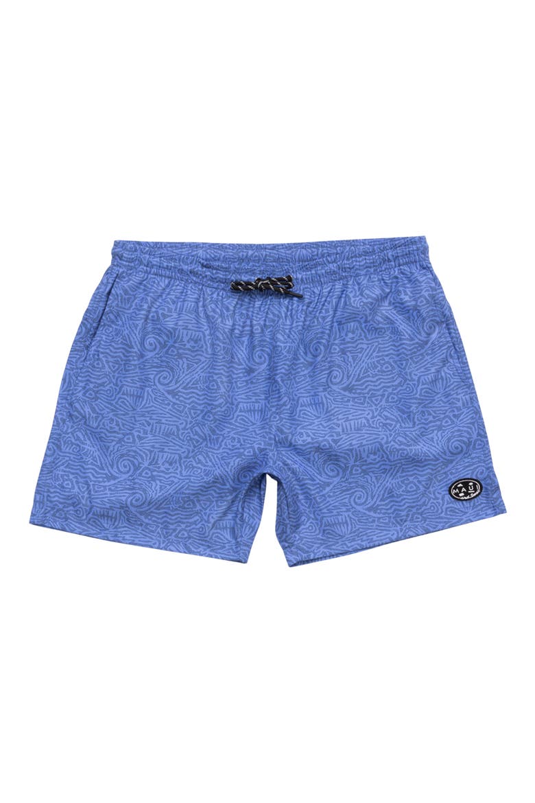 Doodle Print Microfiber Swim Trunks, Alternate, color, OCEAN