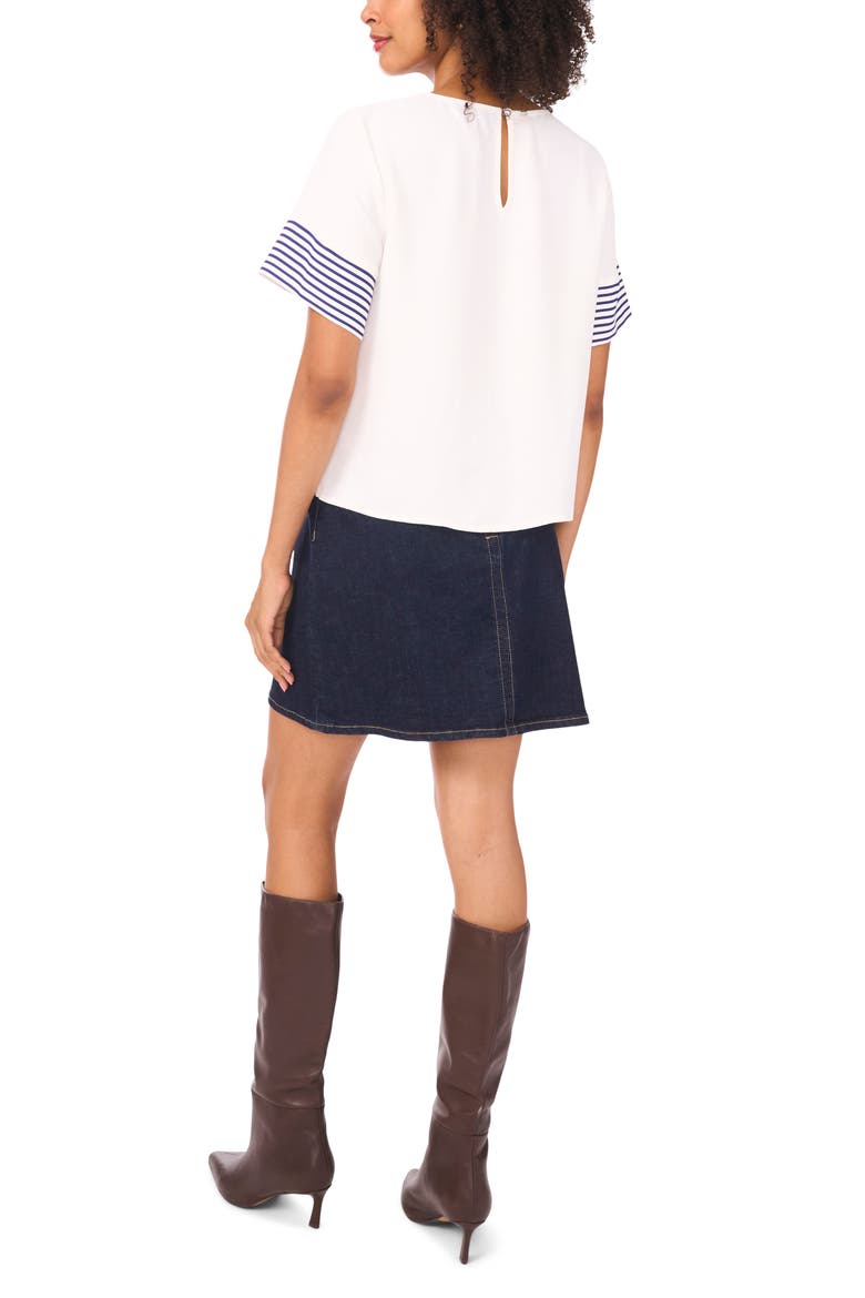 Stripe Sleeve Top, Alternate, color, NEW IVORY