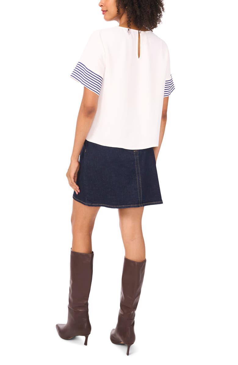 Vince Camuto Stripe Sleeve Top, Alternate, color, New Ivory