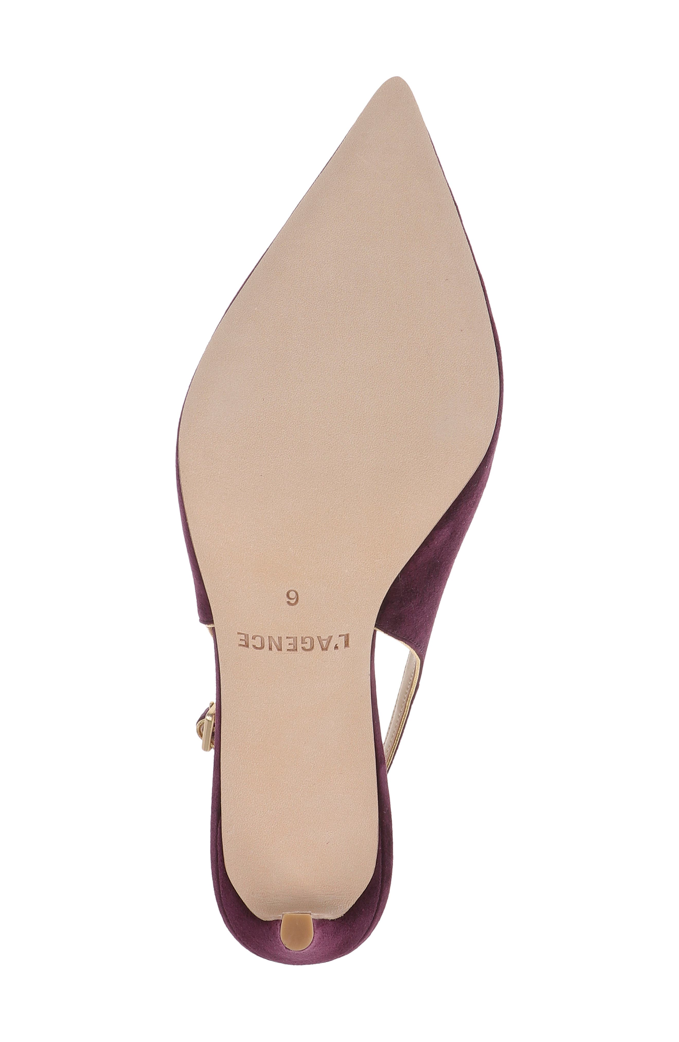 Vichy II Leather Trimmed Pointed Toe Slingback Pump, Alternate, color, BURGUNDY SUEDE