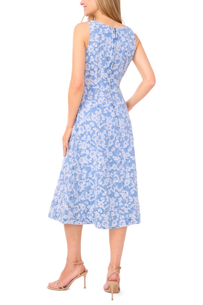Nara Rose Print Denim Midi Dress, Alternate, color, GRANADA SKY