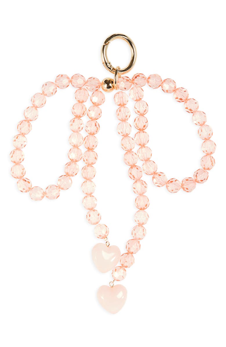 Leith Faceted Beaded Bow Bag Charm, Main, color, Pink Multi- Gold