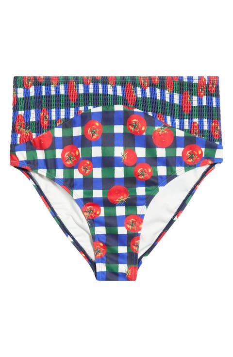 Smocked High Waist Bikini Bottoms (Regular & Plus)