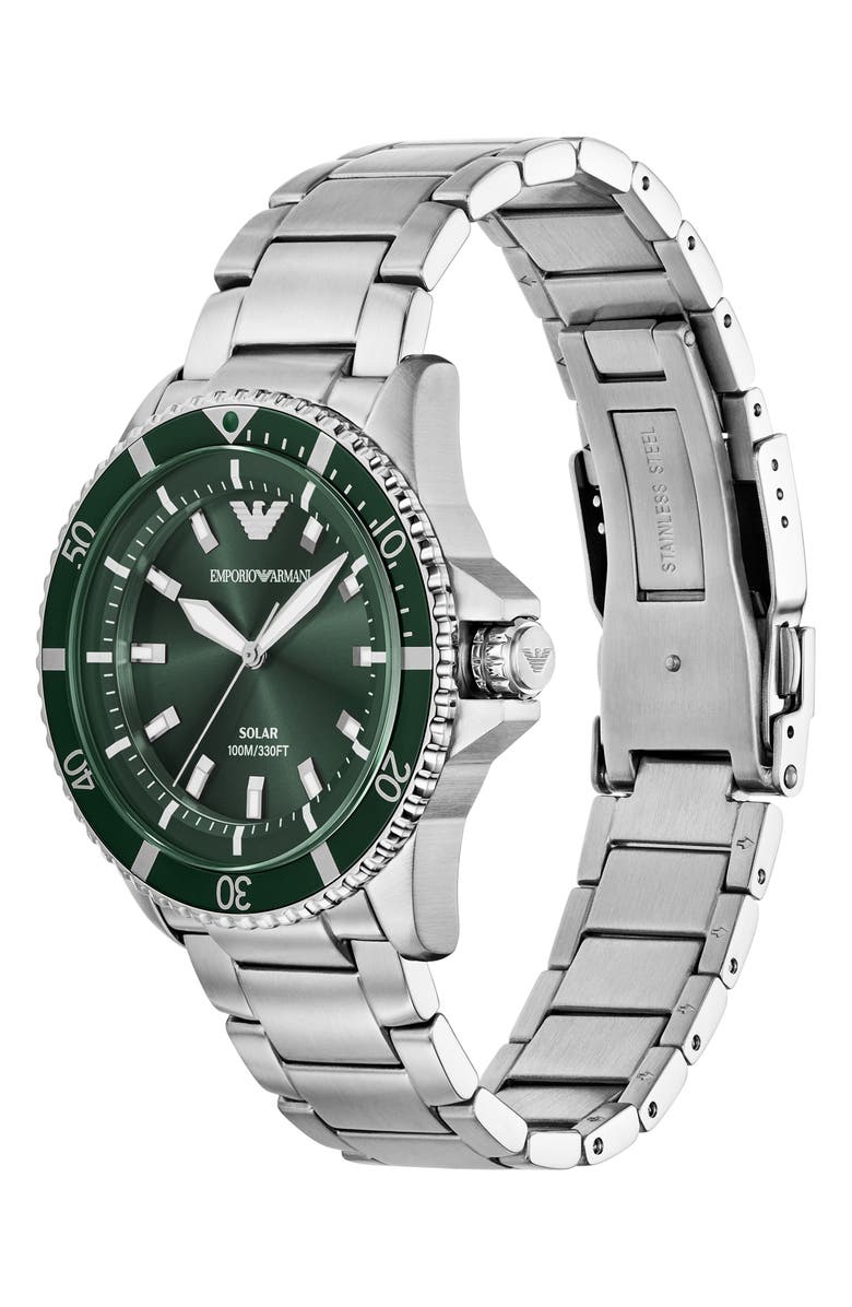 Emporio Armani World Explorer Solar Bracelet Watch, 42mm, Alternate, color, Silver