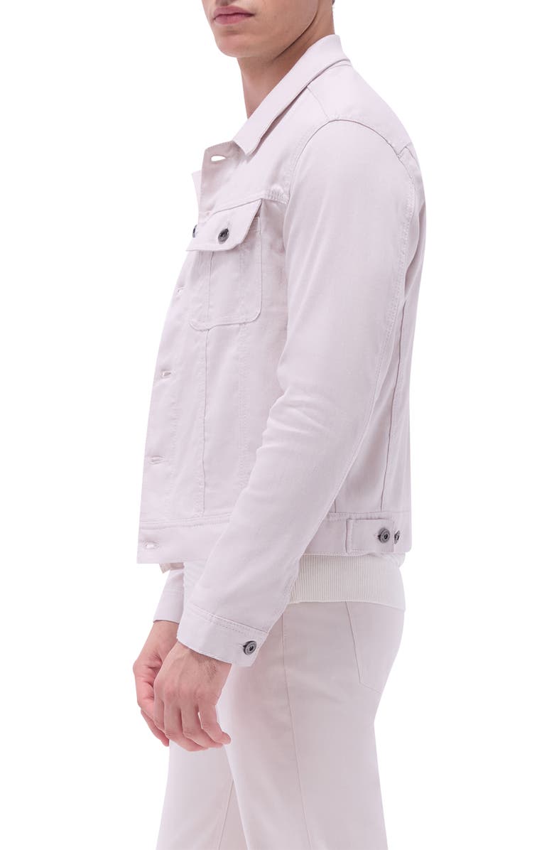 Bugatchi Stretch Linen & Cotton Trucker Jacket, Alternate, color, Stone