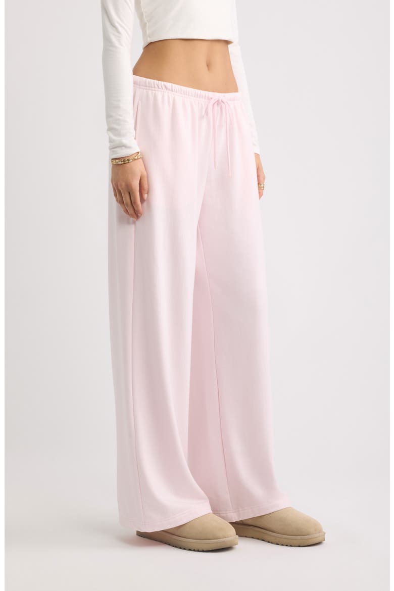 Narrow Waistband Baggy Wide Leg Sweatpants, Alternate, color, PINK PRIMROSE
