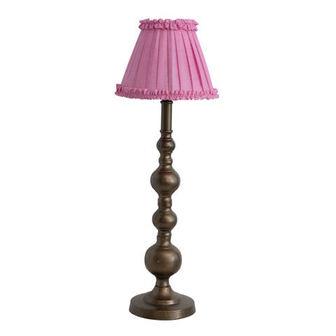 Sculptural Metal Table Lamp with Pleated Shade