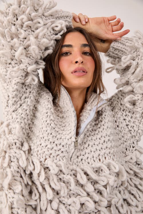 Nasty Gal Loopy Quarter Zip Jumper In Gray
