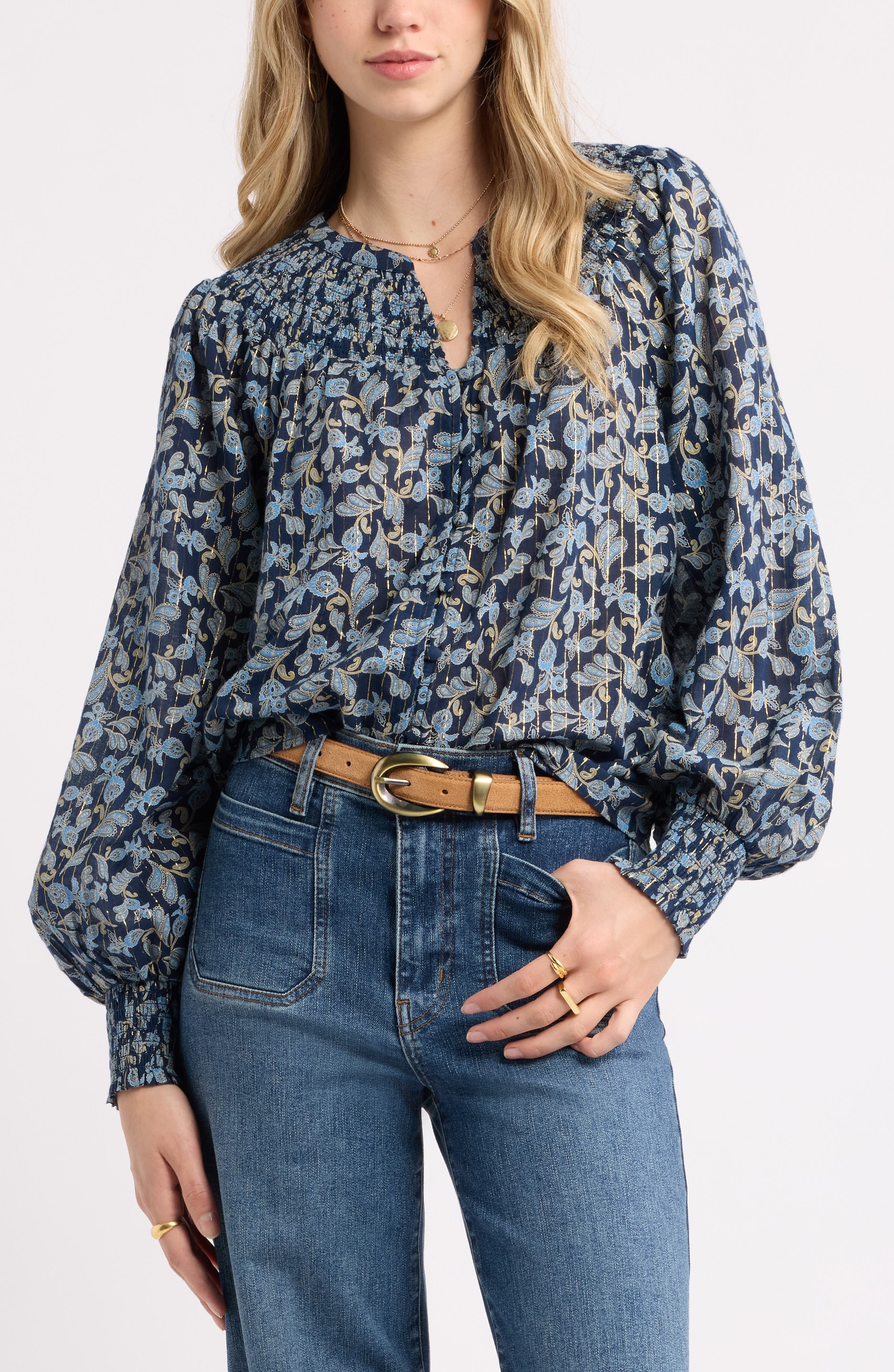 selected BLUE- IVORY DAINTY PAISLEY
