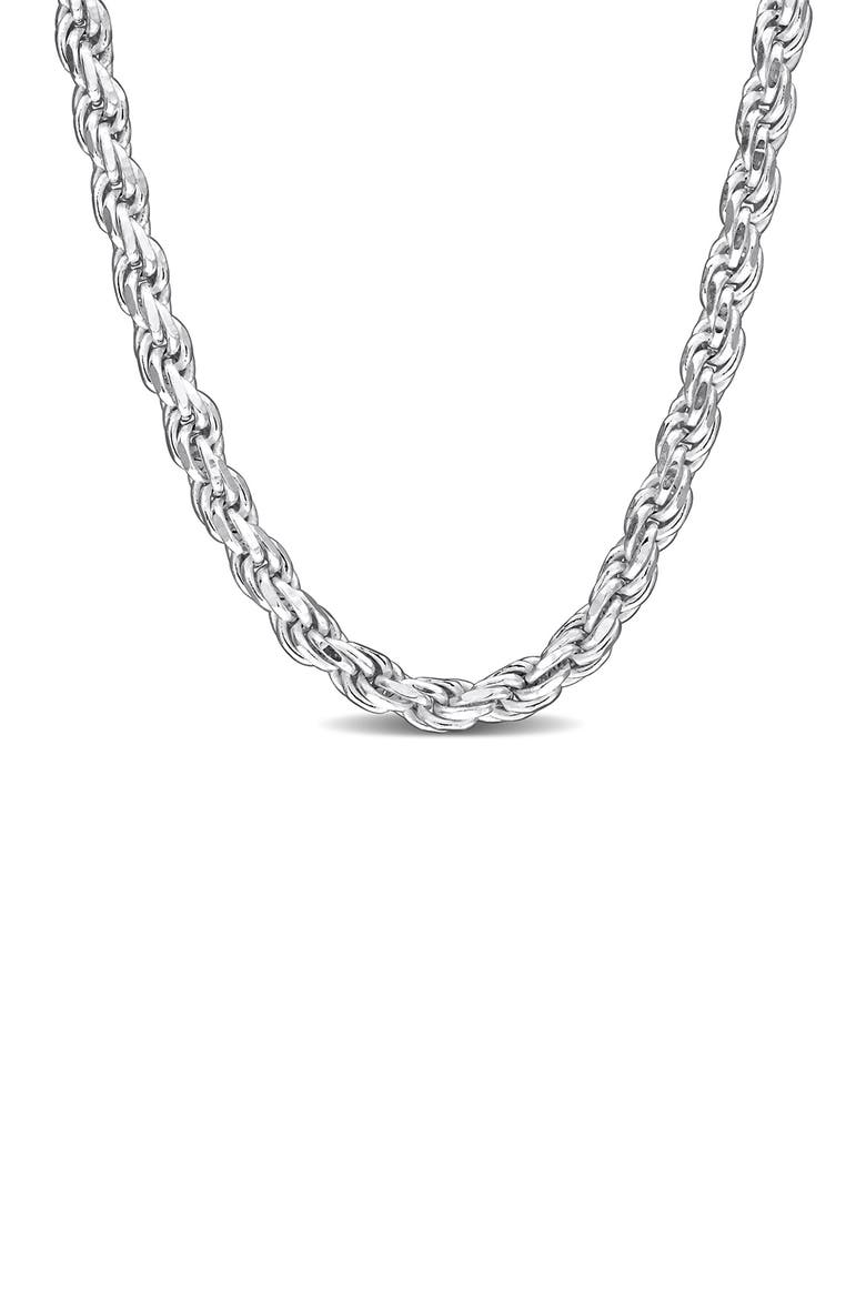 Diamond Cut Rope Chain Necklace, 2.30mm, Main, color, SILVER