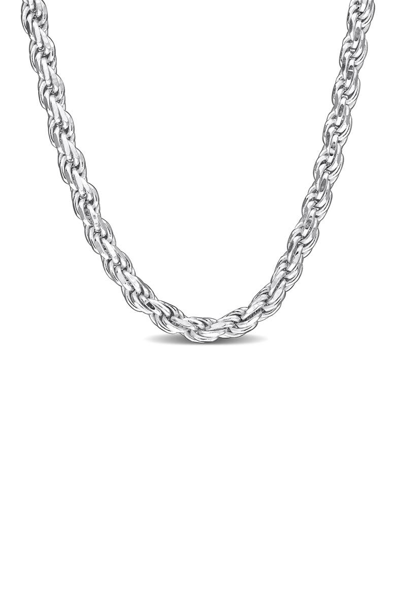 DELMAR Diamond Cut Rope Chain Necklace, 2.30mm, Main, color, Silver