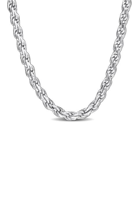 Diamond Cut Rope Chain Necklace, 2.30mm