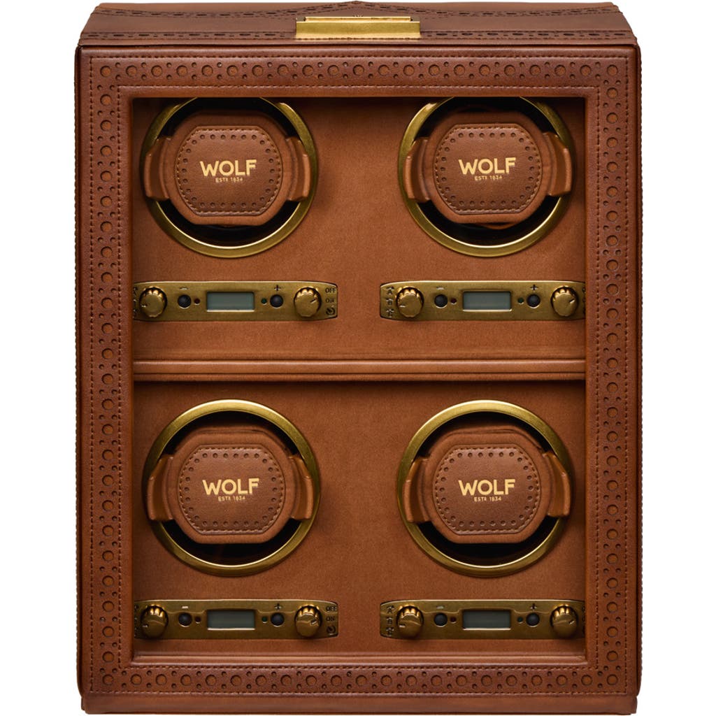 WOLF Brogue 4 Piece Watch Winder in Burnished Brown at Nordstrom